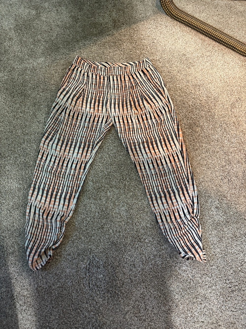 Parker silk Peach & Black Striped dressy Pants